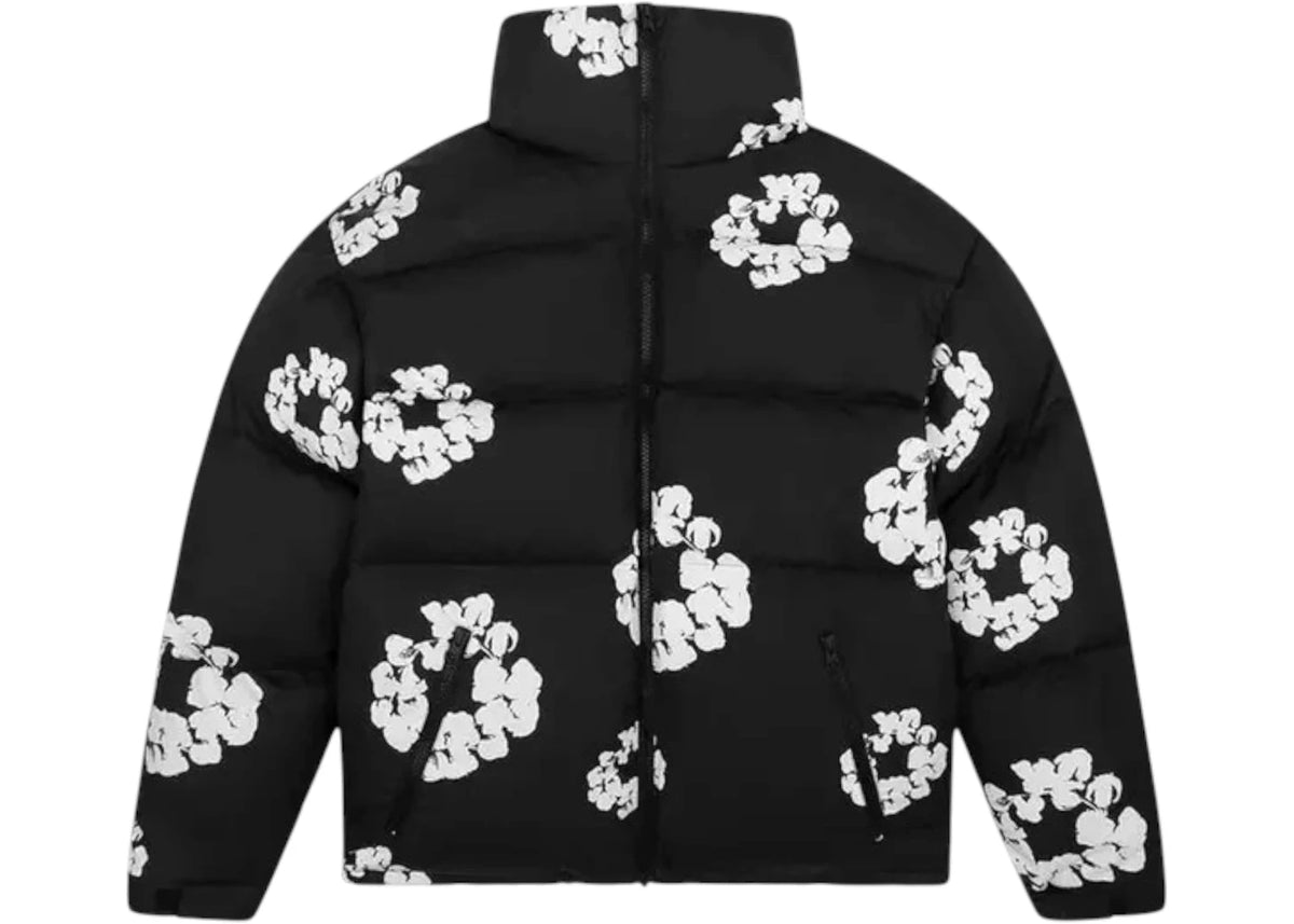 Denim Tears Cotton Wreath Puffer Jacket (FW25) Black -1