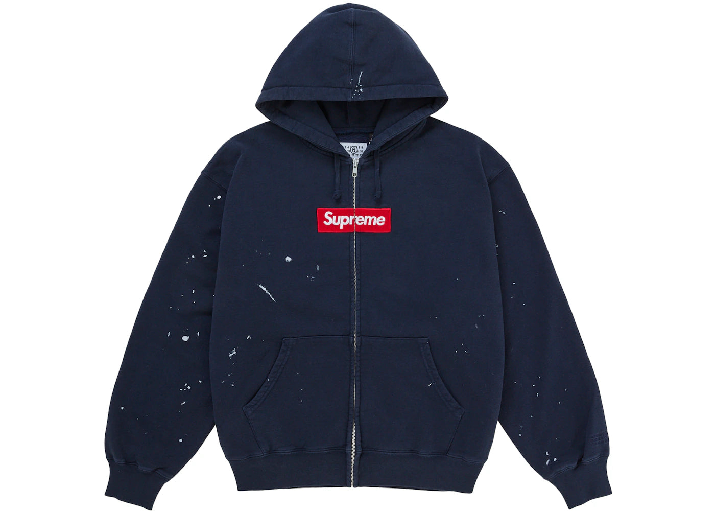 Supreme MM6 Maison Margiela Box Logo Zip Up Hooded Sweatshirt Navy -1
