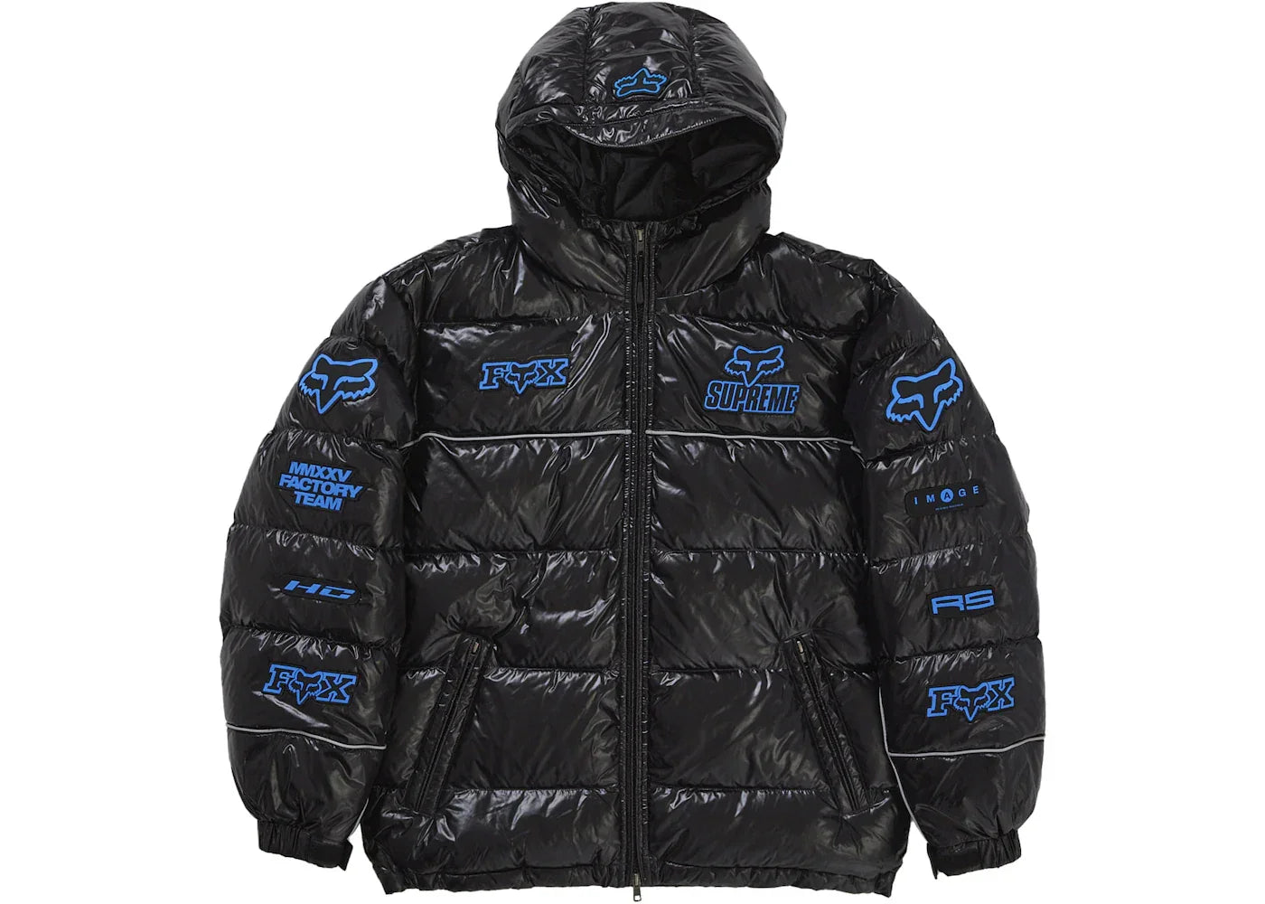 Supreme Fox Racing Shiny Down Puffer Jacket Black -1