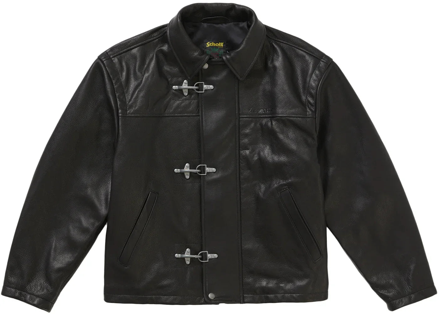 Supreme Schott Leather Clip Jacket Black -1