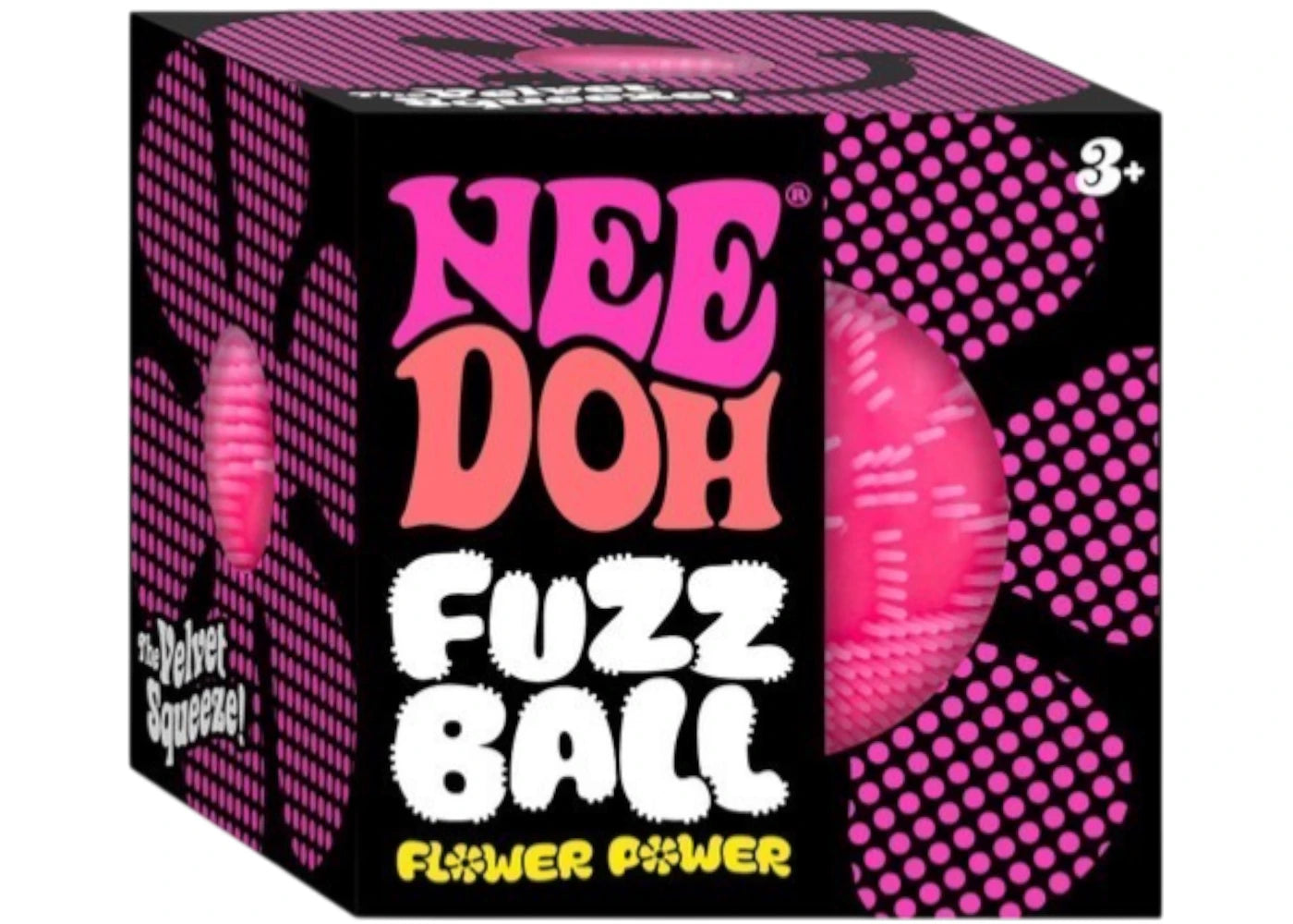 NeeDoh Flower Power Fuzz Ball Squishy Fidget Toy Pink -1