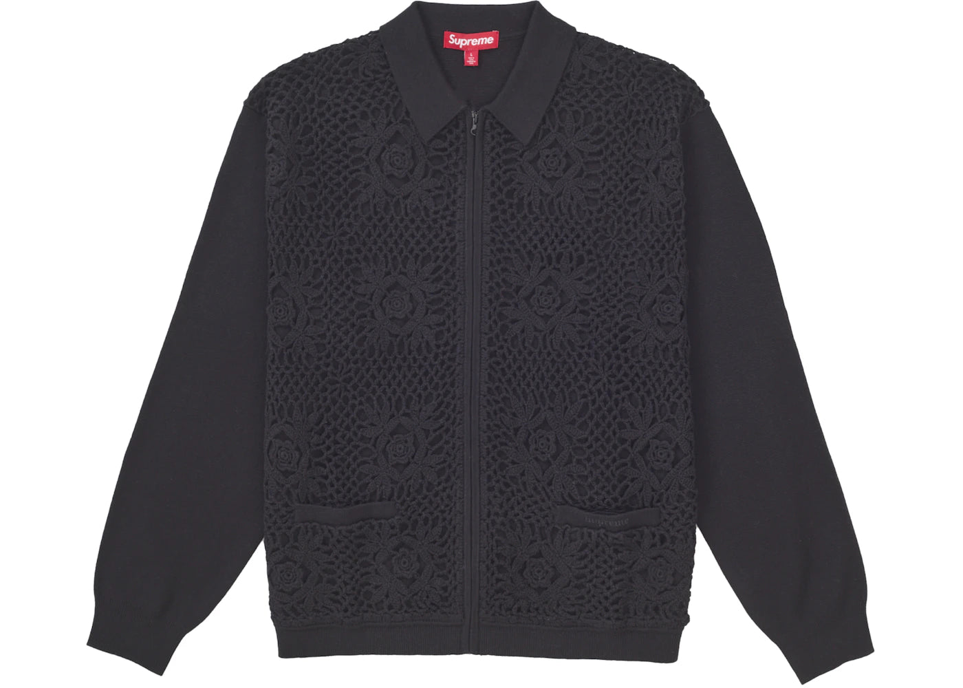 Supreme Crochet Zip Up Cardigan Black -1