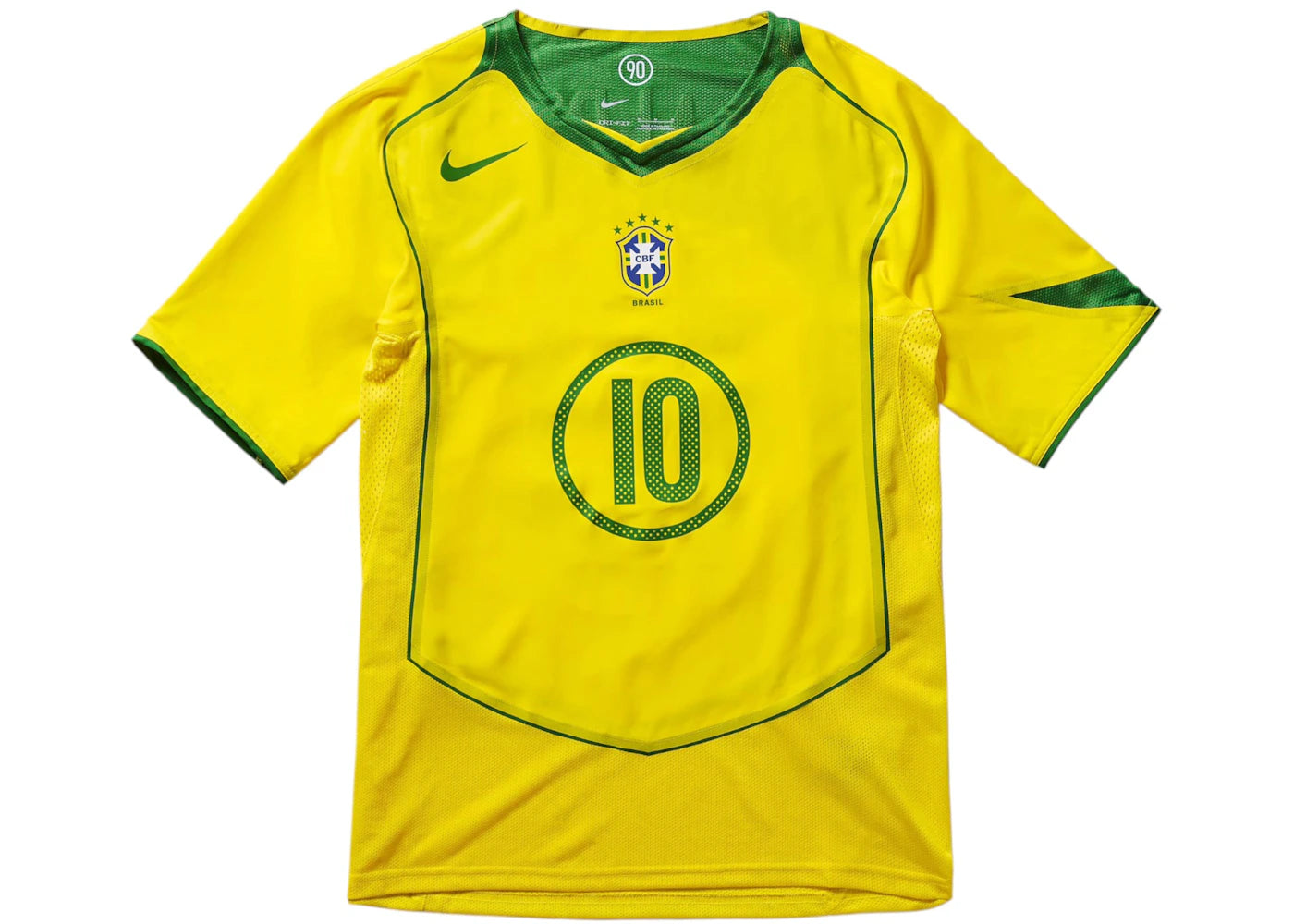 Nike Total 90 Brazil Ronaldinho 2004 Reissue Jersey Opti Yellow/Apple Green -1