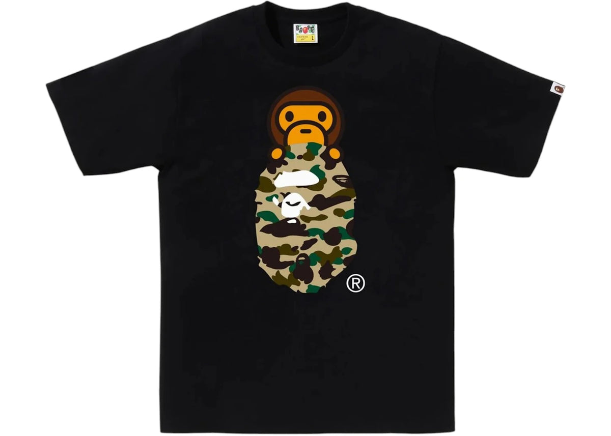 BAPE 1st Camo Milo On Ape Head Tee Tee Black/Yellow -1