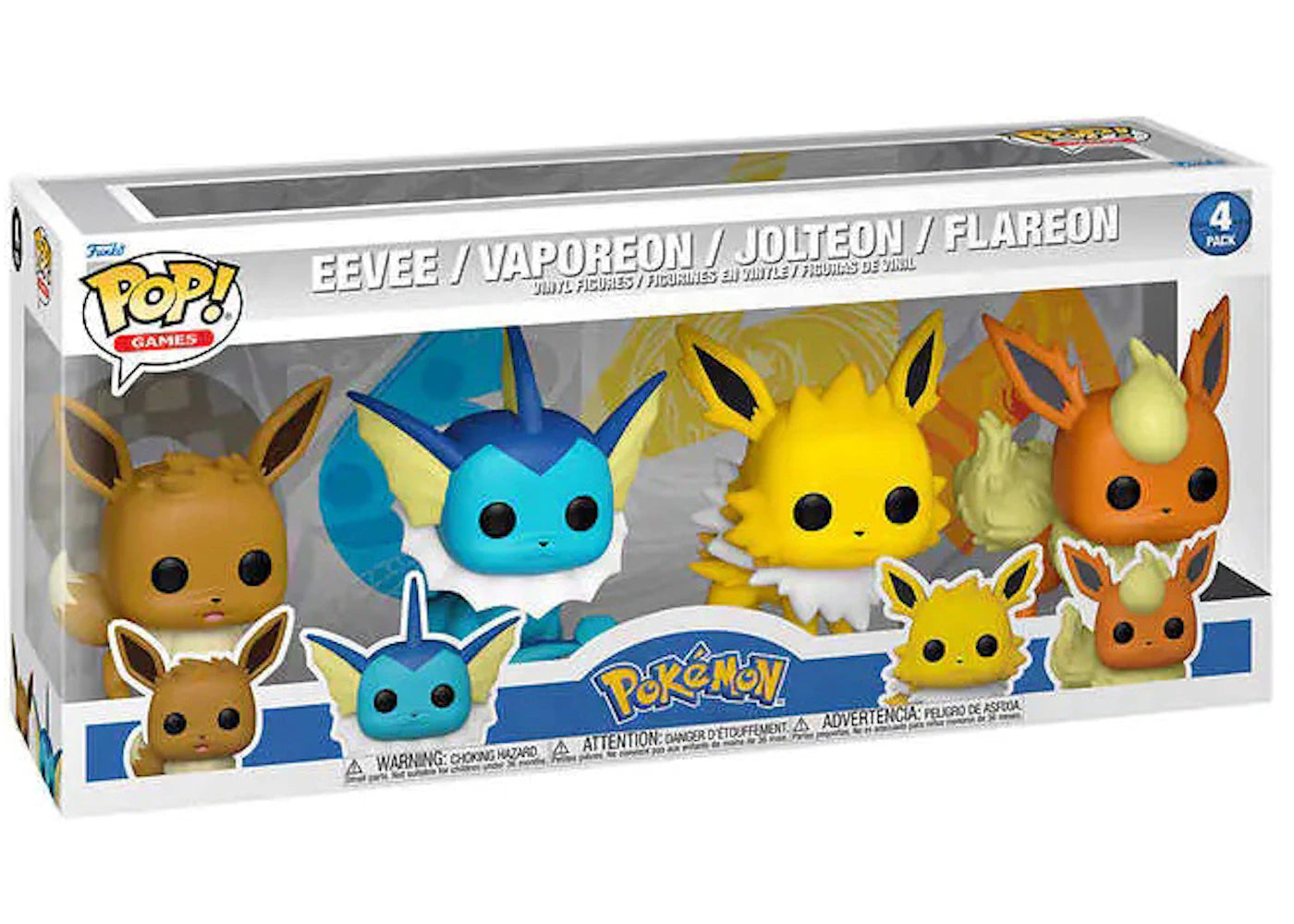 Funko Pop! Games Pokemon Eevee, Vaporeon, Jolteon and Flareon 4-Pack -1