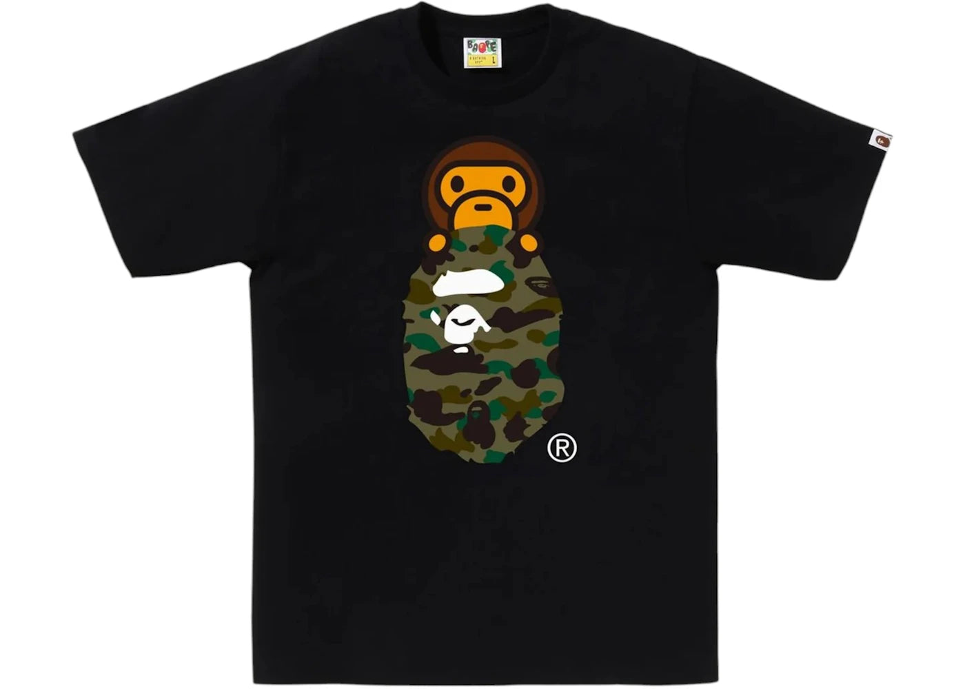 BAPE 1st Camo Milo On Ape Head Tee Tee Black/Green -1