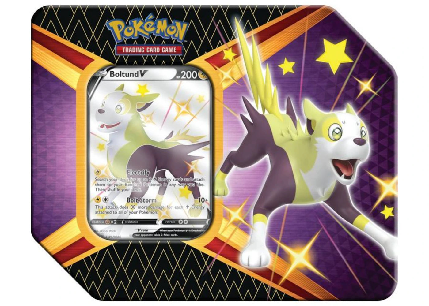 Pokémon TCG Sword & Shield Shining Fates Boltund V Tin (6 Booster Packs) -1