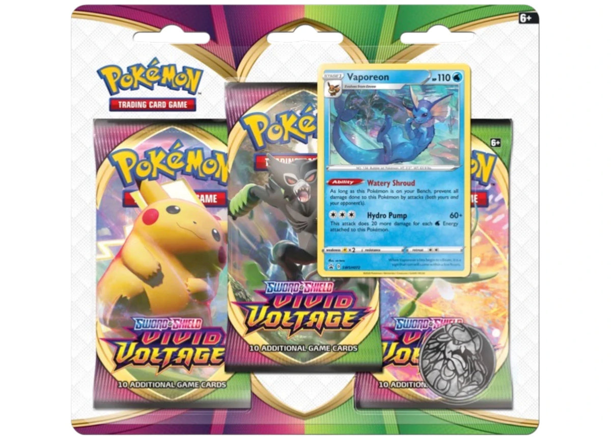 Pokémon Sword & Shield Vivid Voltage Vaporeon 3 Pack Blister Pack -1