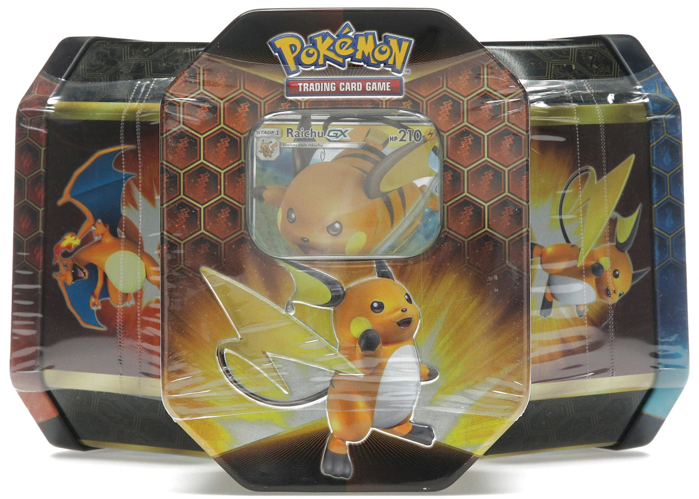 2019 Pokemon Hidden Fates Tin 3x Lot Charizard/Gyrados/Raichu -1