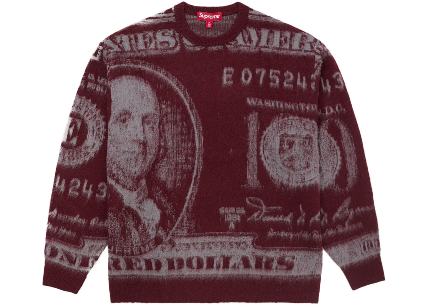 Supreme Money Sweater Burgundy -1
