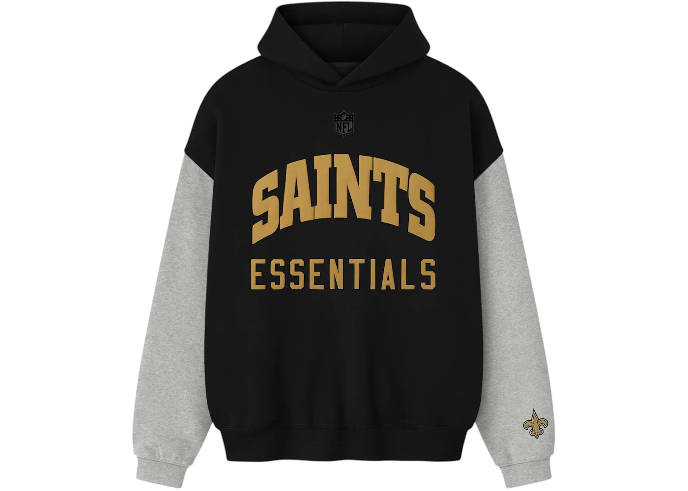 Fear of God Essentials Saints Sport Hoodie Black/Concrete Heather -1