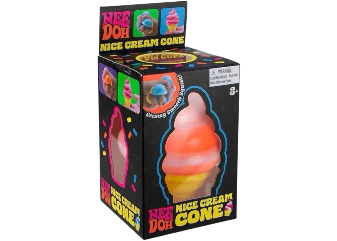 NeeDoh Nice Cream Ice Cream Cone Squishy Fidget Toy Orange -1