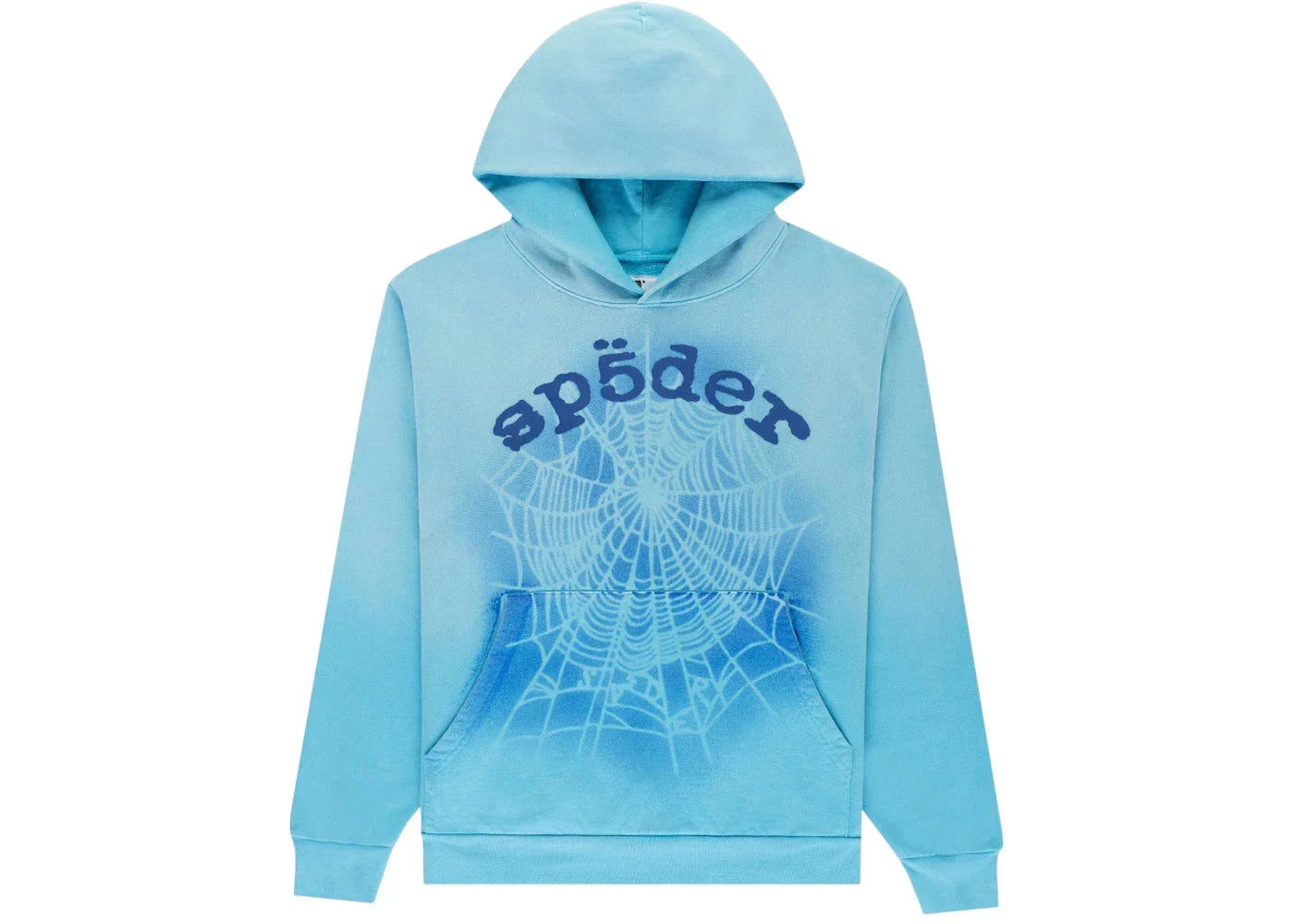 Sp5der OG Web V2 Spray Hoodie Light Blue -1