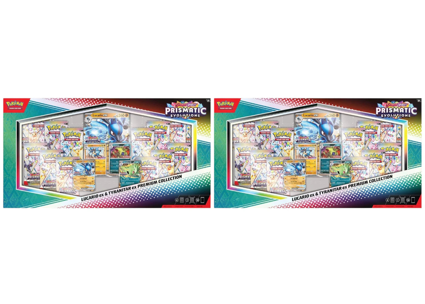 2025 Pokémon Scarlet & Violet Prismatic Evolutions Lucario ex & Tyranitar ex Premium Collection (Sam's Club Exclusive) 2x Lot -1