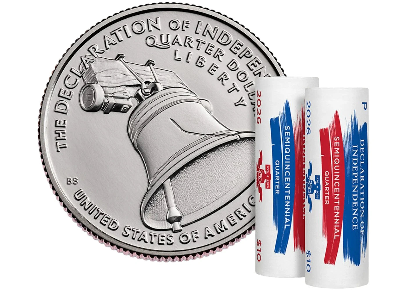 United States Mint Semiquincentennial Quarters 2026 Rolls and Bags - Declaration of Independence 2-Roll Set (P,D) -1