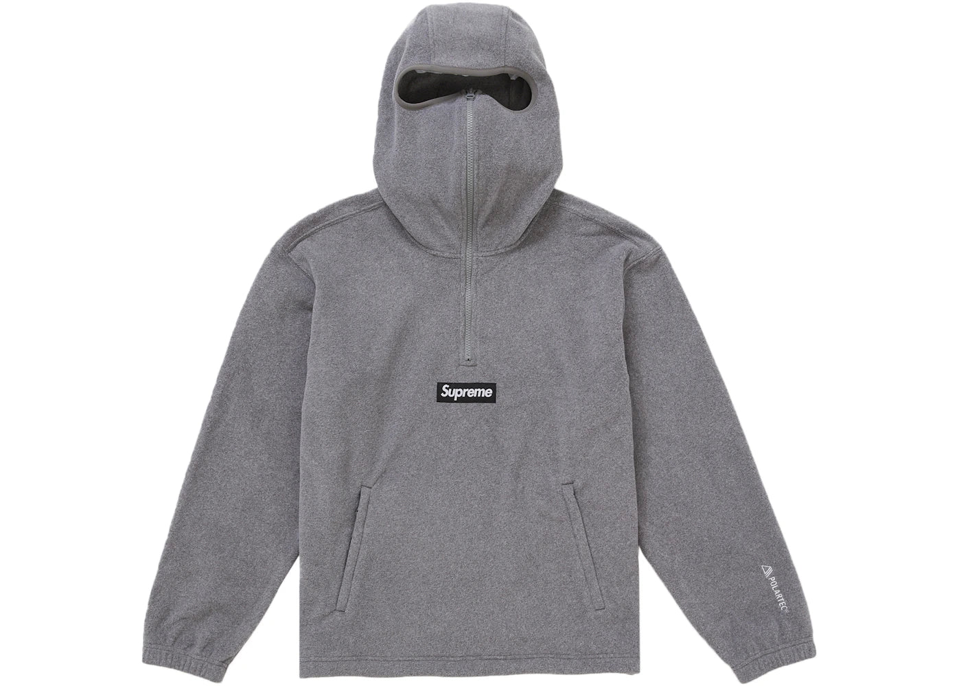 Supreme Polartec Face Mask Half Zip Hooded Sweatshirt Grey -1
