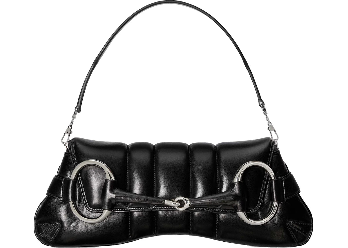 Gucci Horsebit Chain Medium Shoulder Bag Black -1