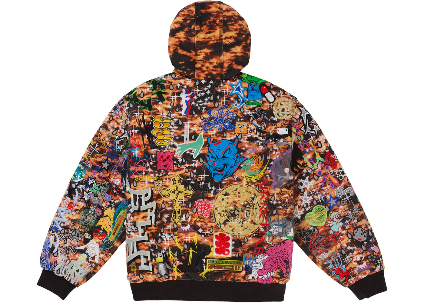 Supreme AOI Embroidered Hooded Work Jacket Flames -1