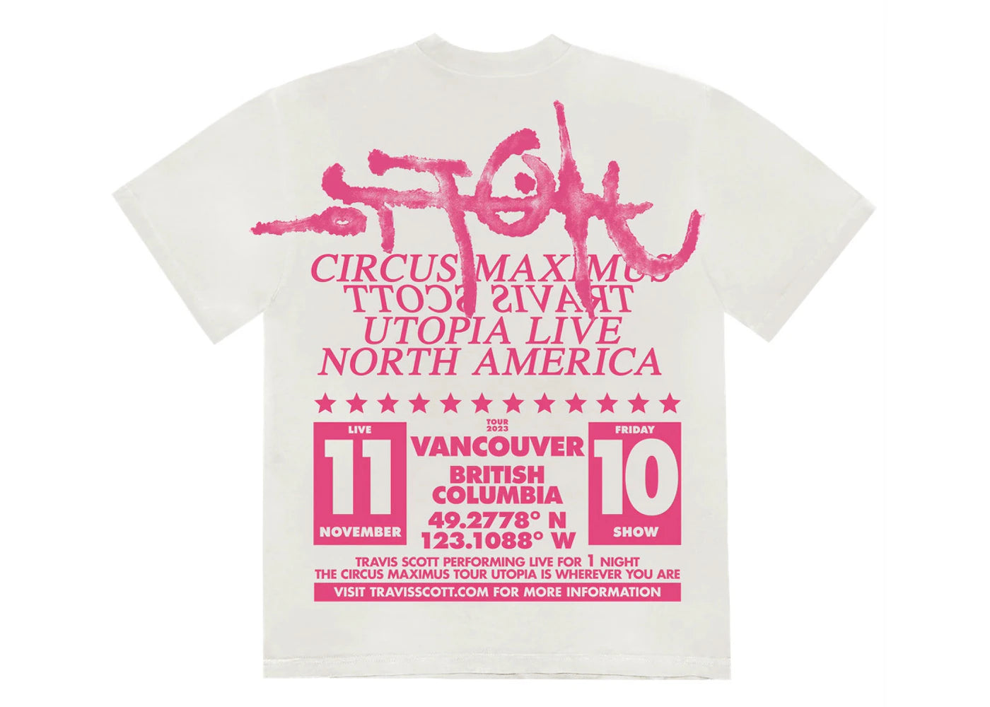 Travis Scott Utopia Is In Vancouver Exclusive Circus Maximus Tee White -1