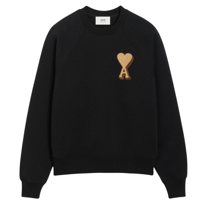 Sweatshirt Noir Ami de Coeur 3D en Coton -1