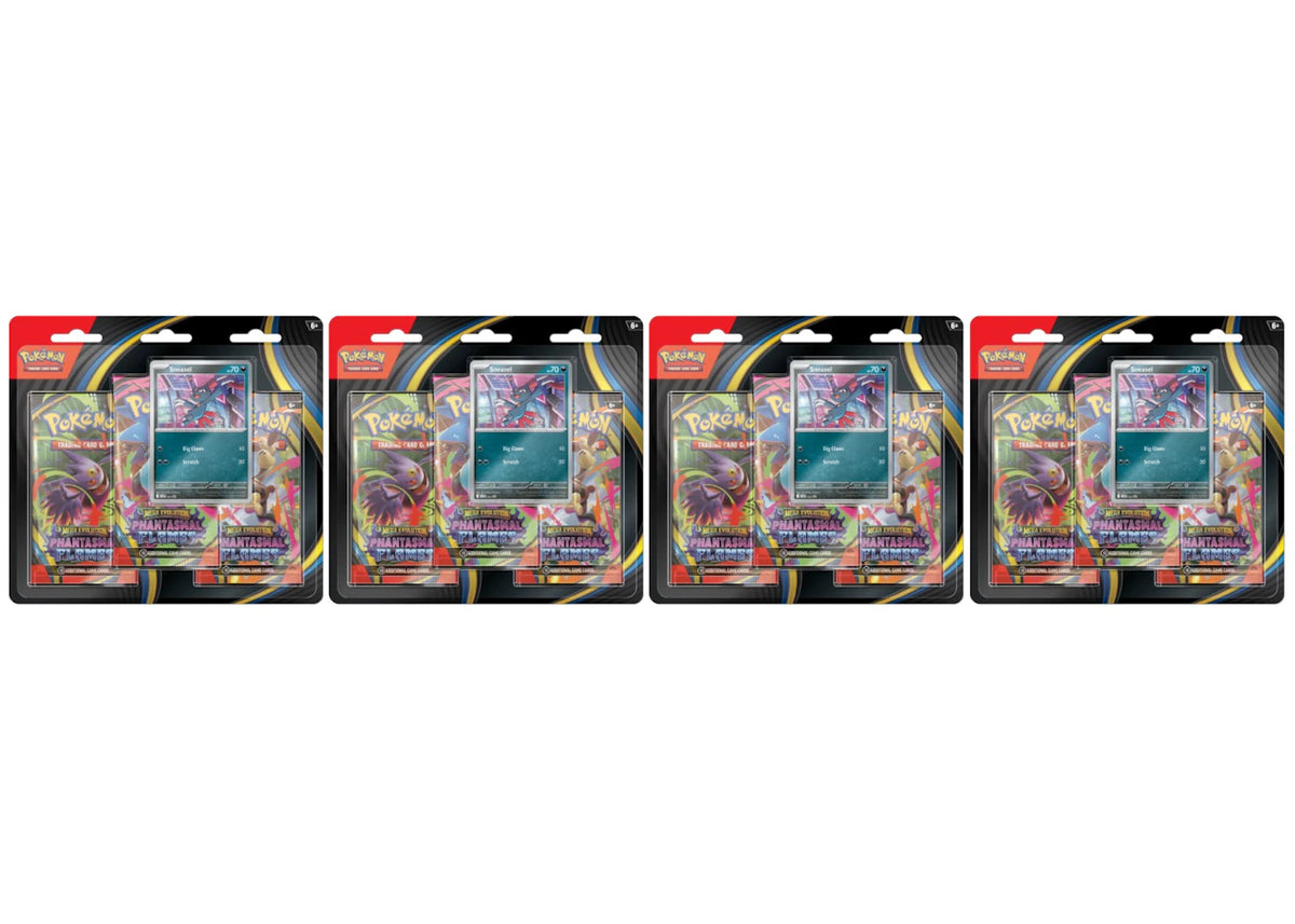 2025 Pokémon Mega Evolution Phantasmal Flames Sneasel 3Pk Booster Blister 4x Lot -1