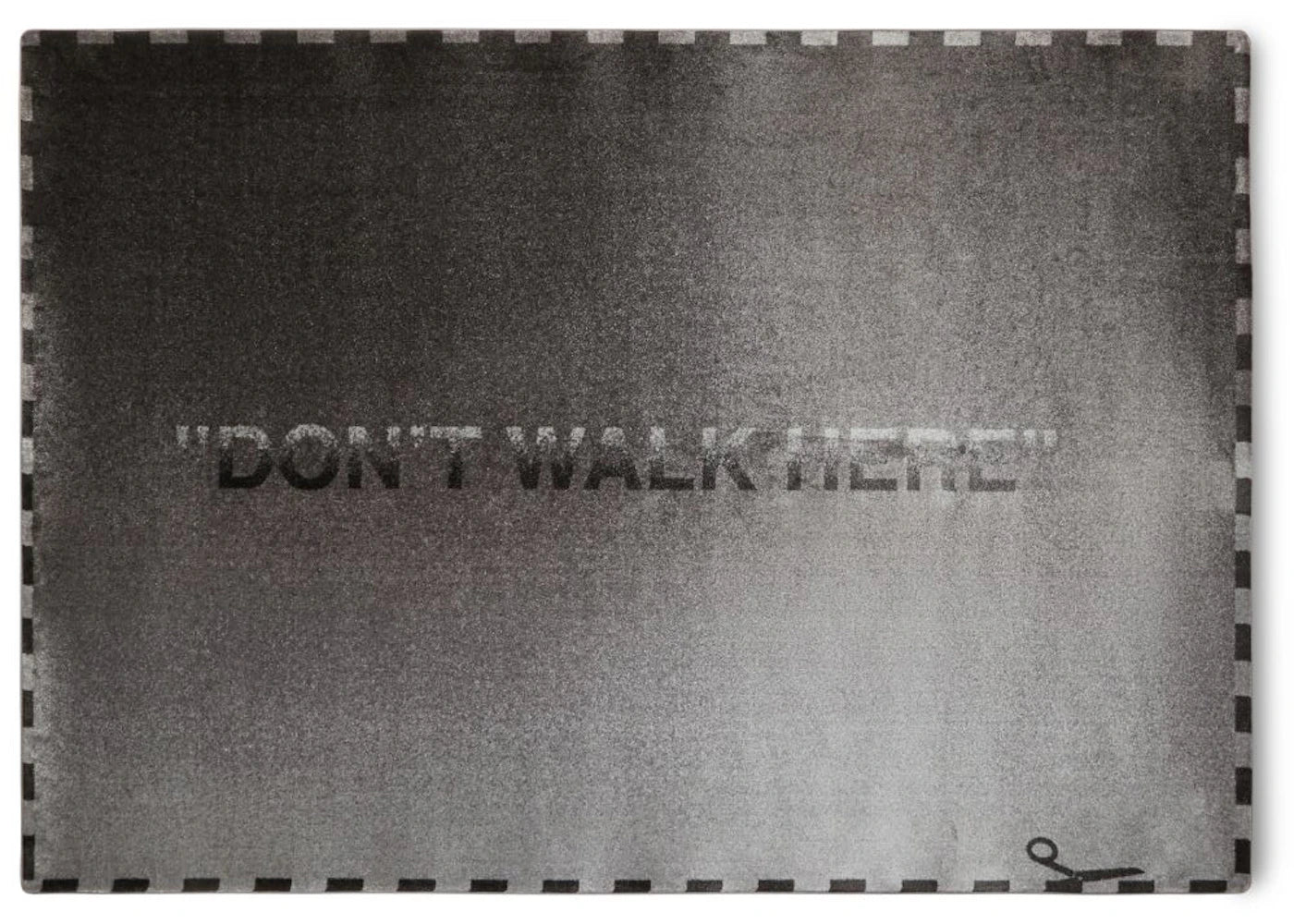 OFF-WHITE "Don't Walk Here" Sissor Cut Boarder Rug Grey -1