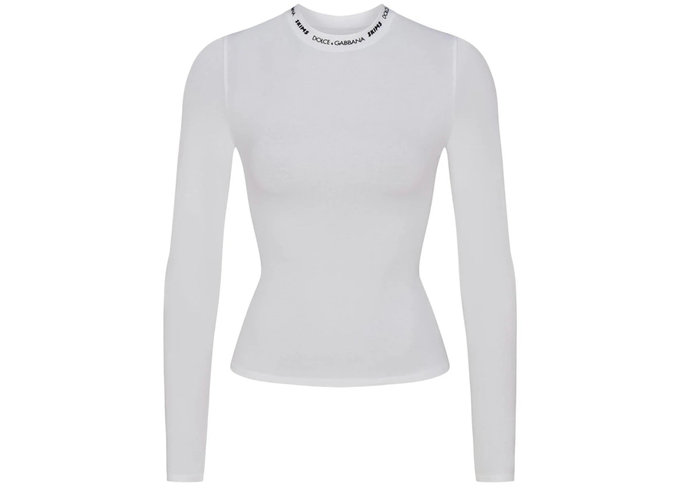 SKIMS x Dolce&Gabbana Cotton Jersey Long Sleeve T-Shirt Snow -1