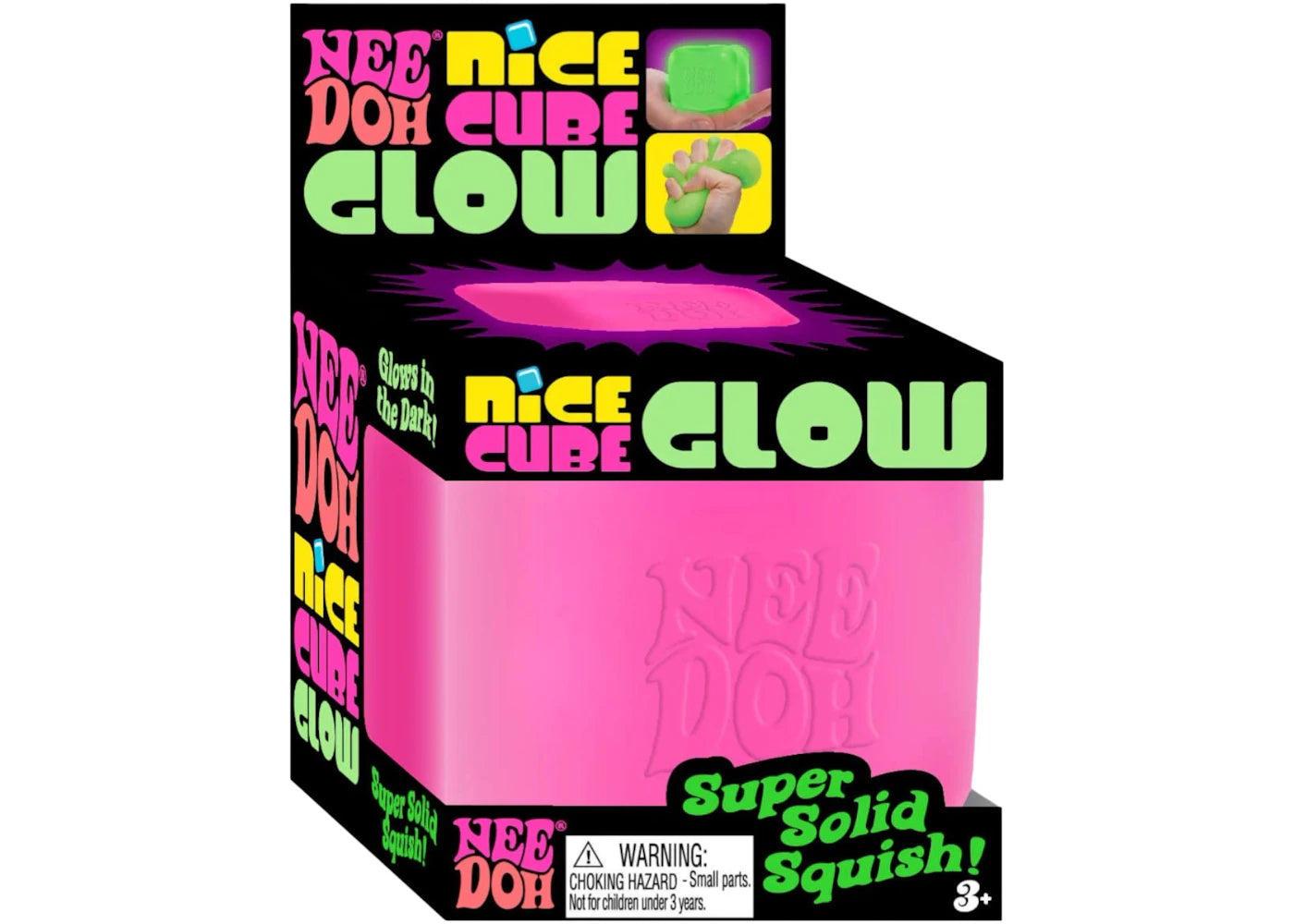NeeDoh Nice Cube Glow Squishy Fidget Toy Pink -1