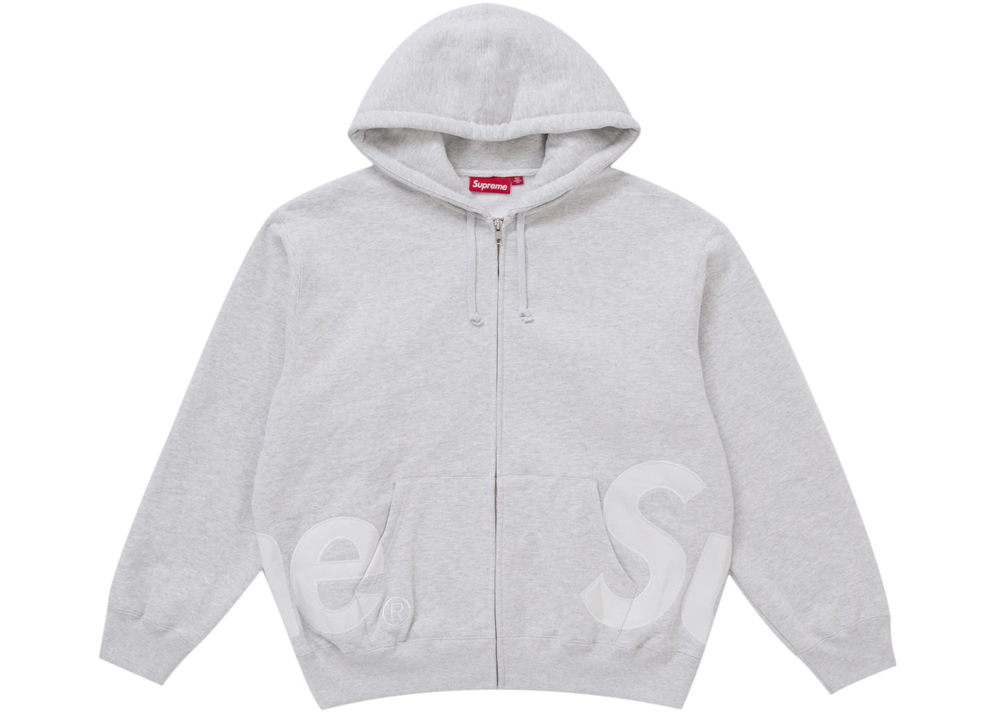 Supreme Big Logo Zip Up Hooded Sweatshirt Ash Grey -1
