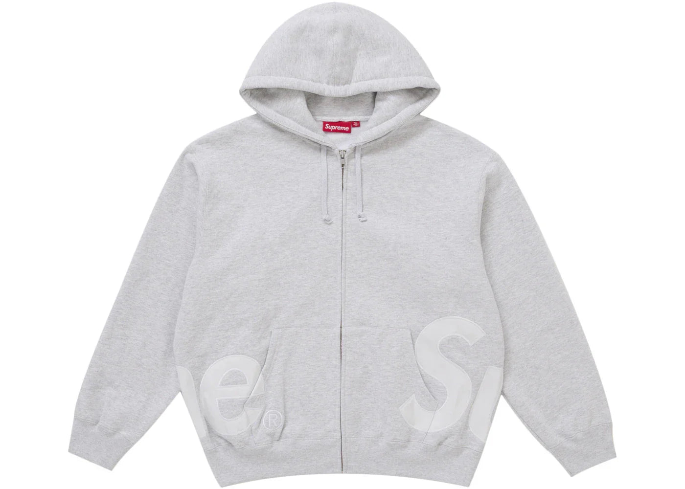 Supreme Big Logo Zip Up Hooded Sweatshirt Ash Grey -1