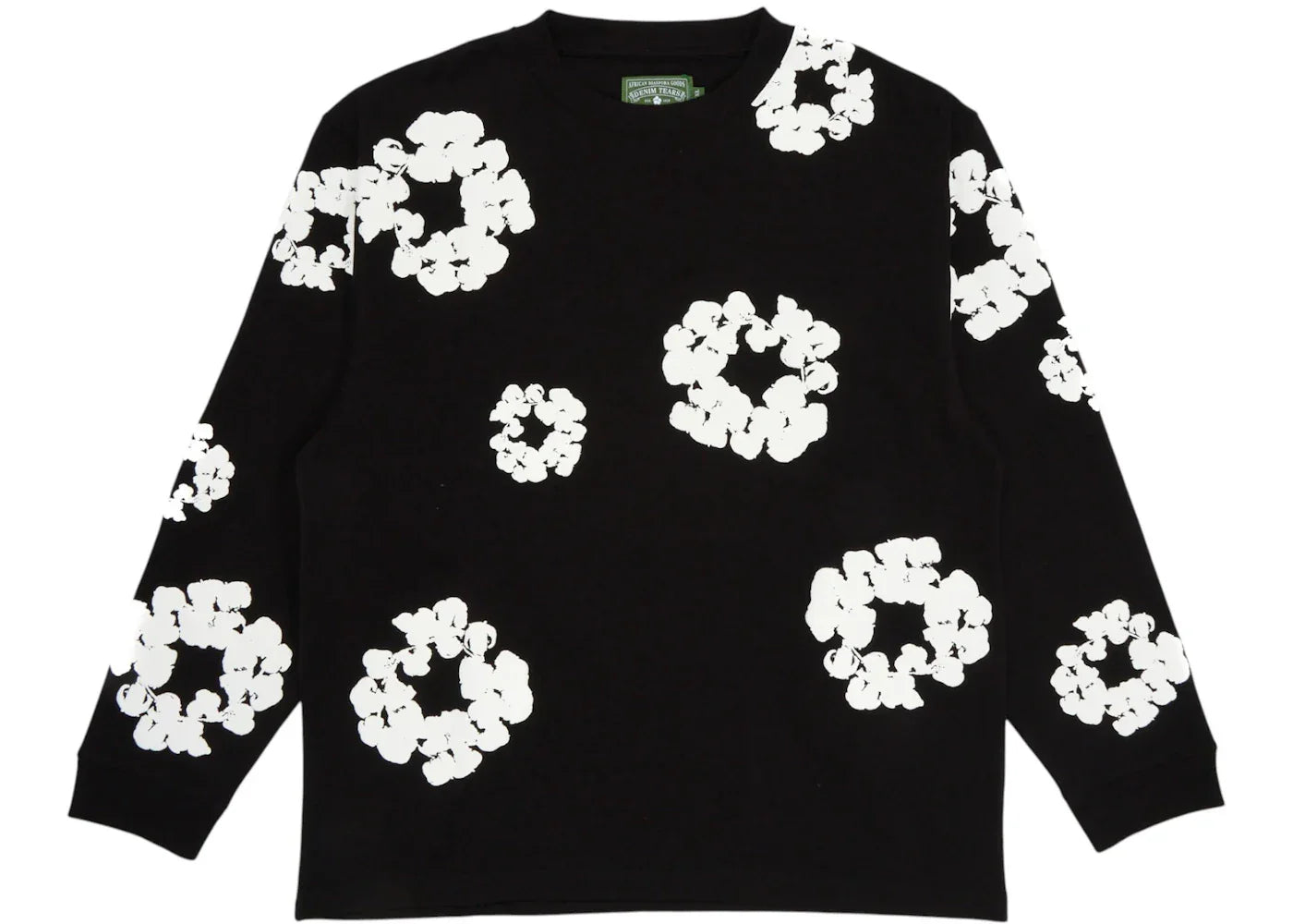 Denim Tears Long Sleeve Cotton Wreath T-shirt Black -1