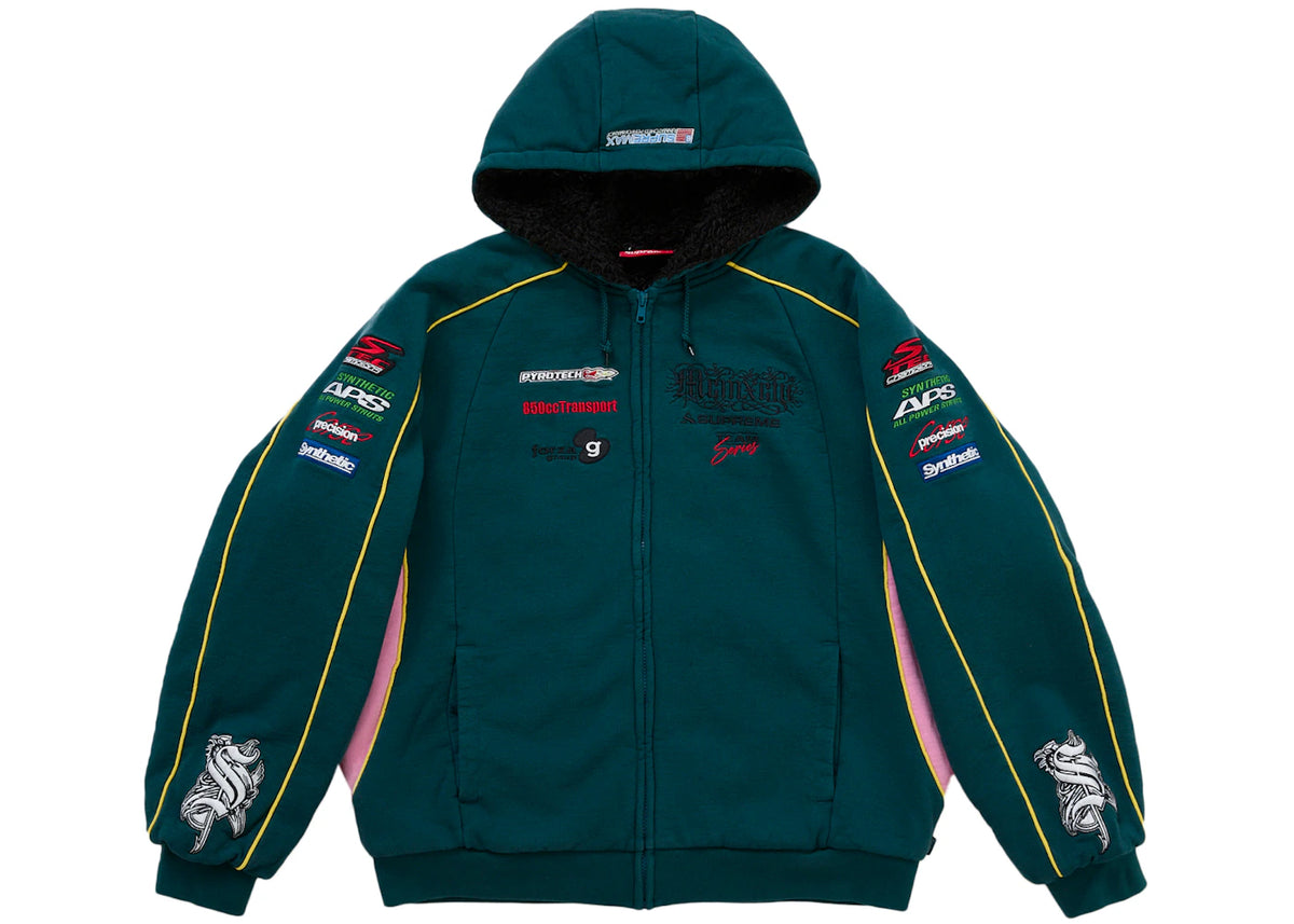 Supreme Racing Lined Zip Up Hooded Sweatshirt Dark Teal -1
