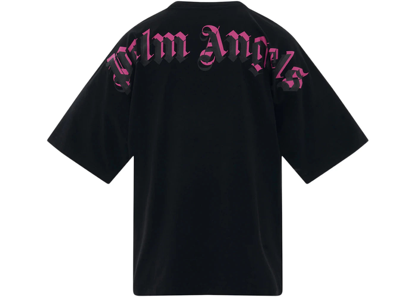 back Palm Angels Doubled Logo Over Tee Black/Fuschia