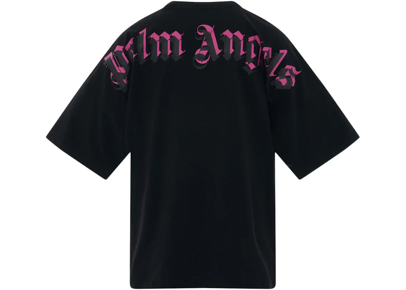 back Palm Angels Doubled Logo Over Tee Black/Fuschia