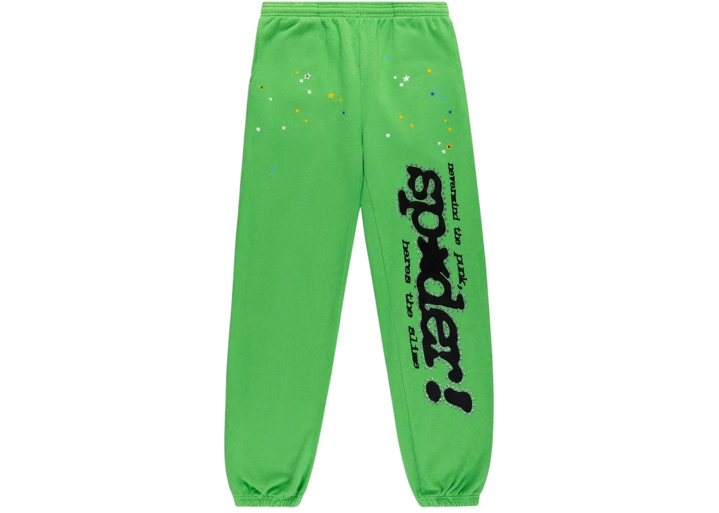 Sp5der Punk V2 Rhinestone Sweatpant Bright Green -1