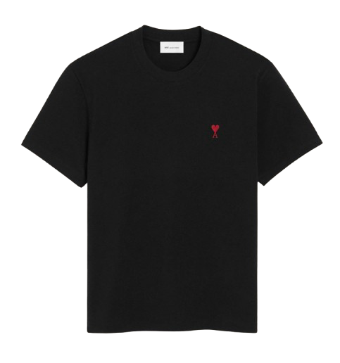 T-shirt Noir Ami de Coeur Rouge en Coton -1