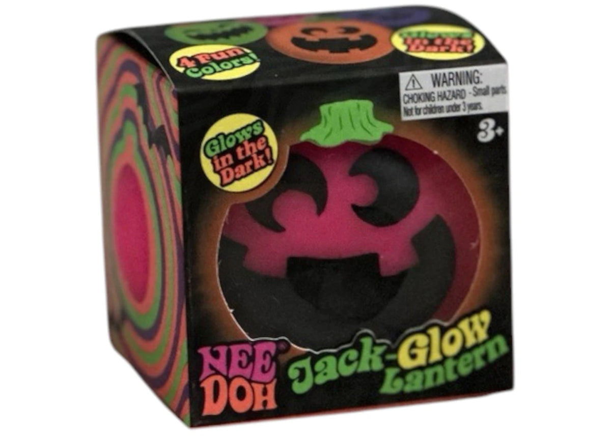 NeeDoh Jack-Glow Lantern Glow-in-the-Dark Squishy Fidget Toy (Random Facial Expression) Pink -1