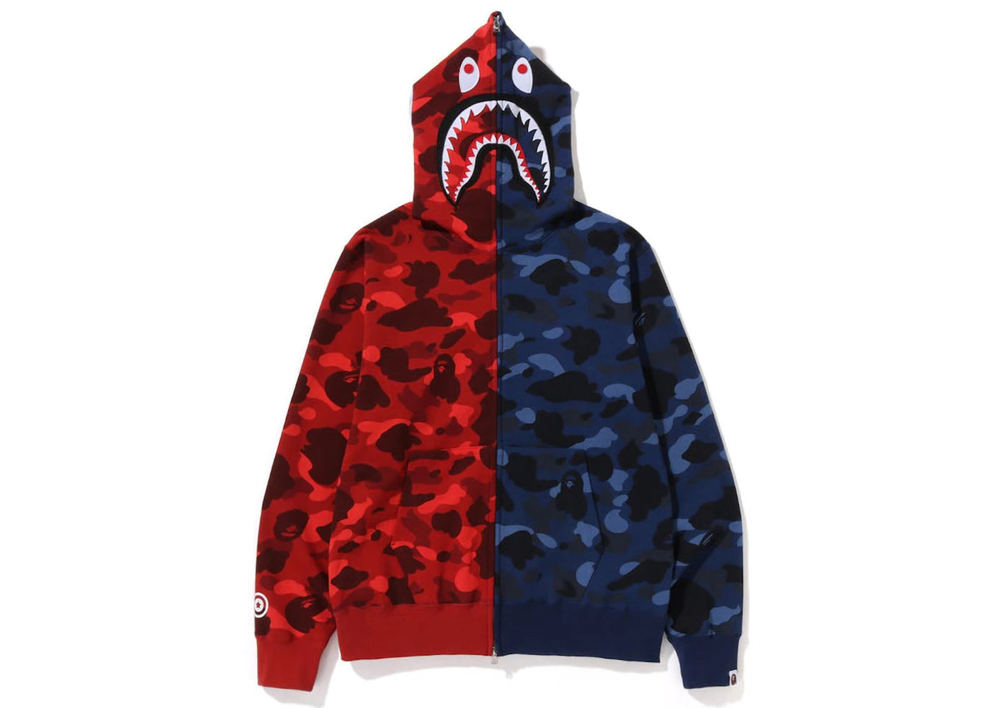 BAPE Color Camo Shark Full Zip Hoodie (FW22) Red Navy -1