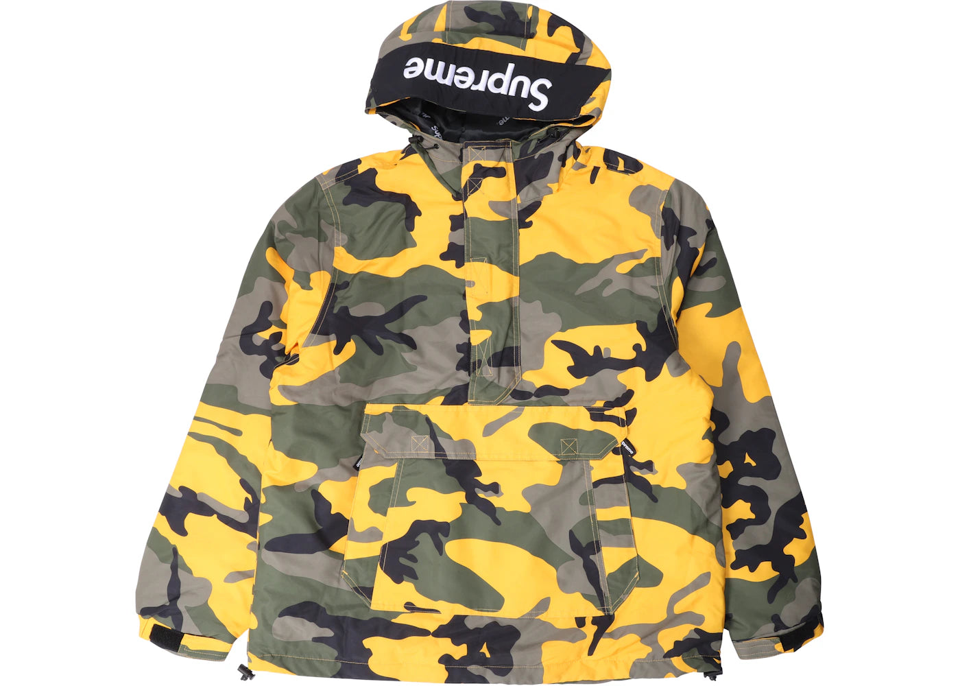 Supreme Hooded Logo Half Zip Pullover Yellow Camo -1