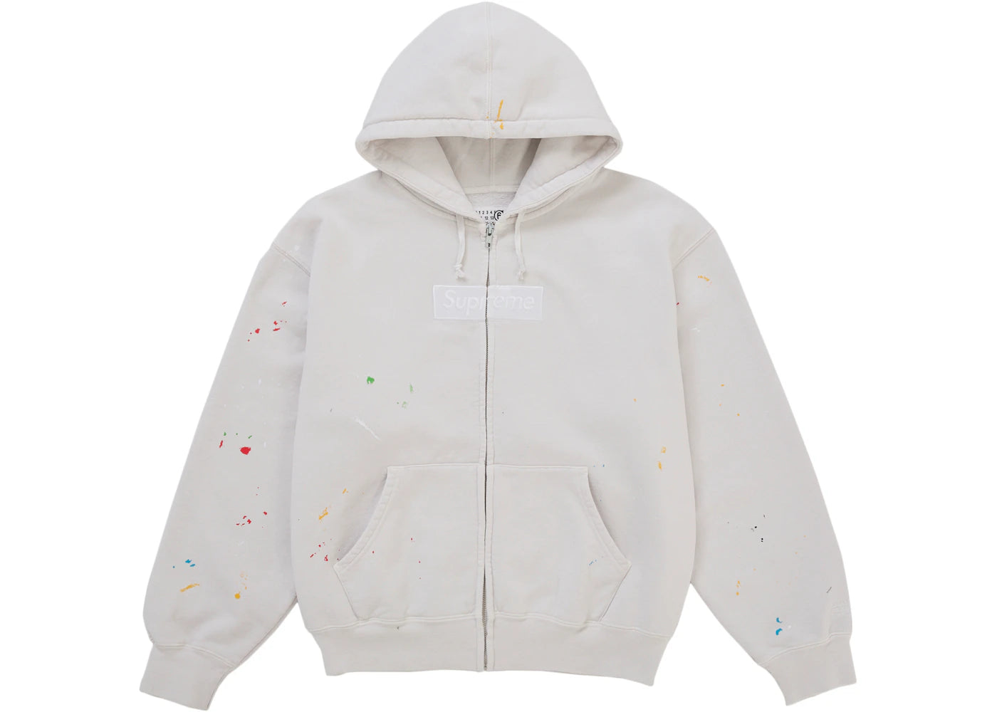 Supreme MM6 Maison Margiela Box Logo Zip Up Hooded Sweatshirt White -1