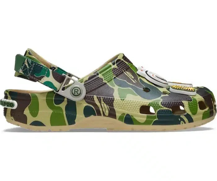 crocs classic clog a bathing ape bape abc camo green