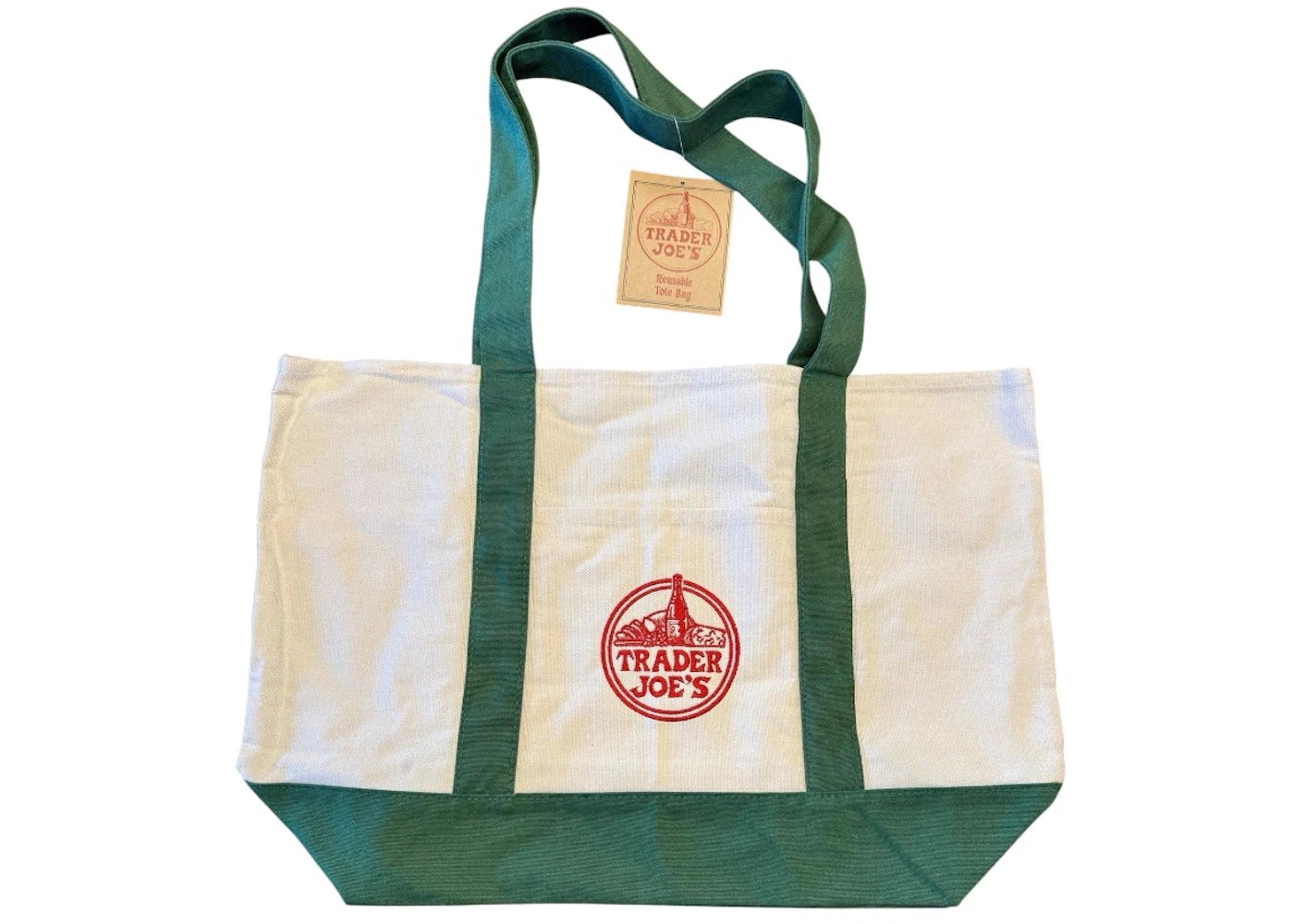 Trader Joe's Large Shopping Tote Bag Green -1