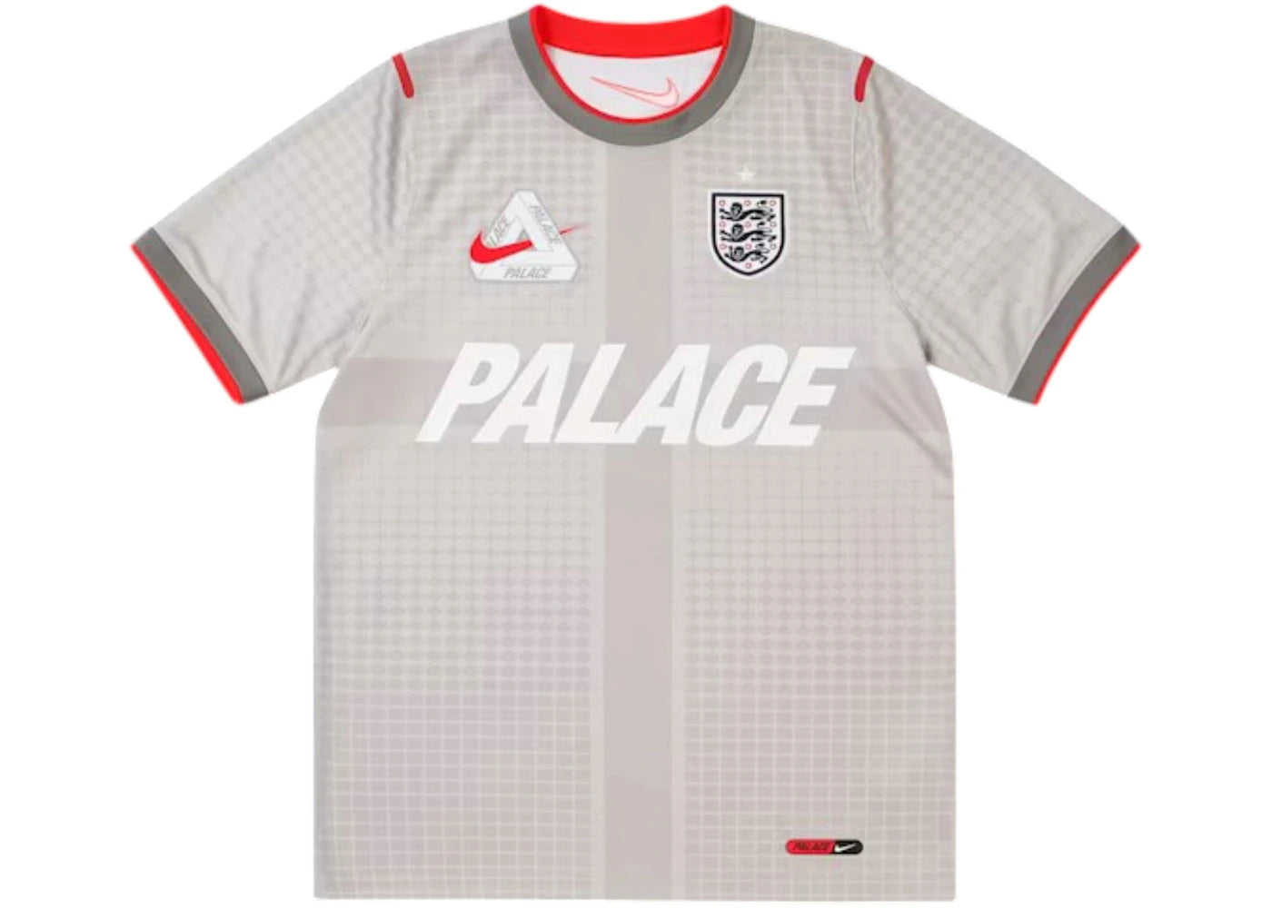 Palace x Nike England Dri-FIT Academy Pro Short Sleeve Football Top Pewter Grey/Bright Crimson -1
