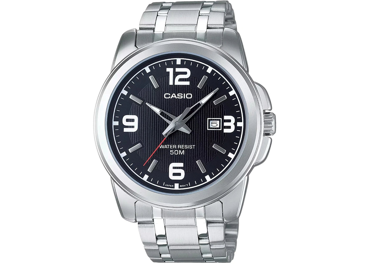 Casio Men’s Silver Stainless Steel Watch with Blue Dial MTP-1314D-1AV -1