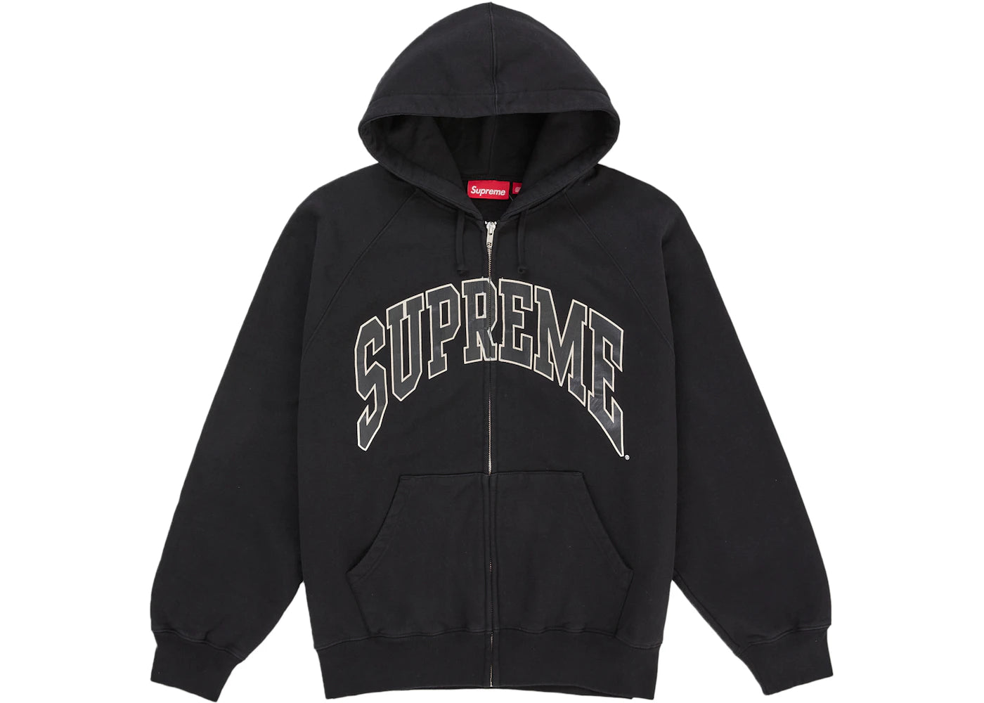 Supreme Cracked Raglan Zip Up Hooded Sweatshirt Black -1