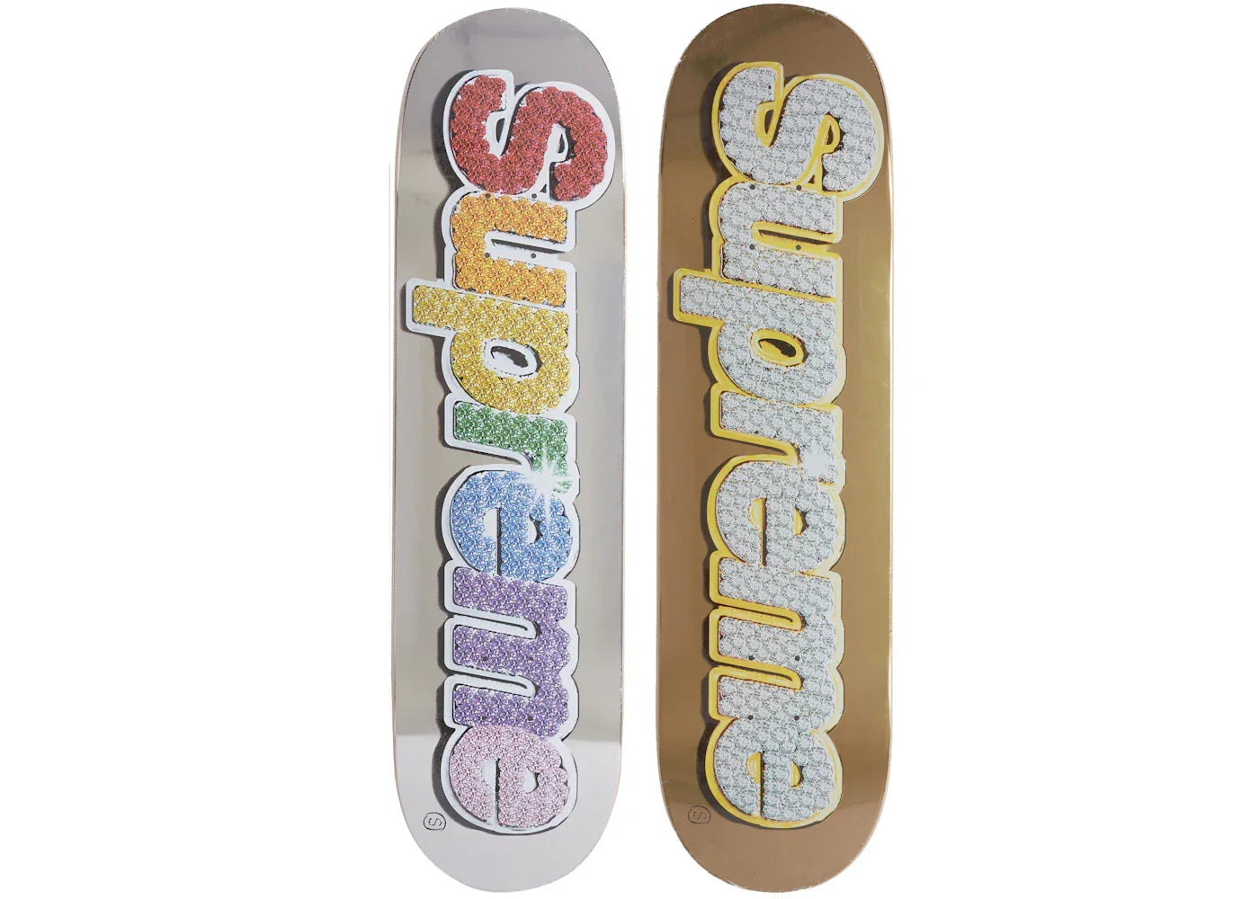 Supreme Bling Box Logo Skateboard Deck Set Multicolor-1