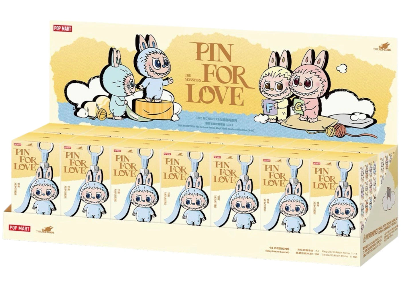 Pop Mart Labubu The Monsters Pin for Love Series Vinyl Plush Pendant (A-M) Sealed Case (14 Blind Box)-1