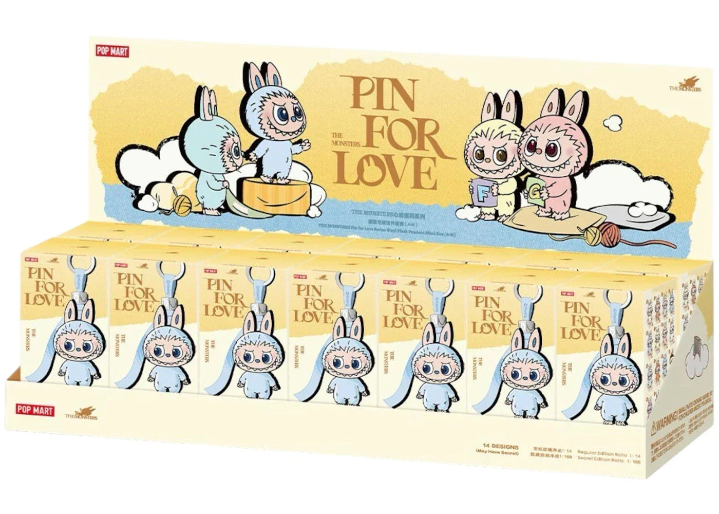 Pop Mart Labubu The Monsters Pin for Love Series Vinyl Plush Pendant (A-M) Sealed Case (14 Blind Box)-1