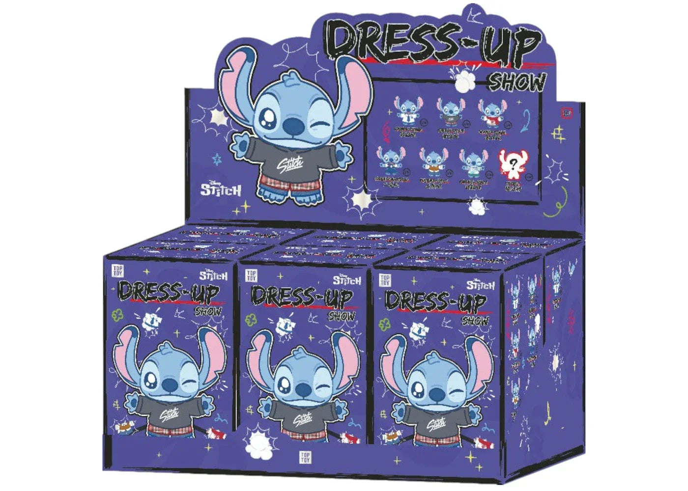 Miniso Top Toy Disney Stitch Dress Up Show Series Plush Sealed Case (6 Blind Box)-1