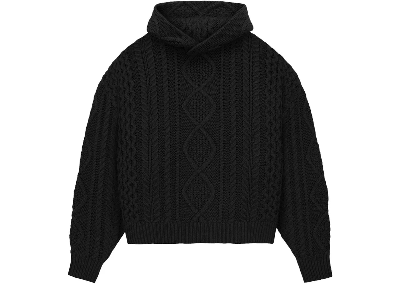 Fear of God Essentials Cable Knit Hoodie Jet Black -1